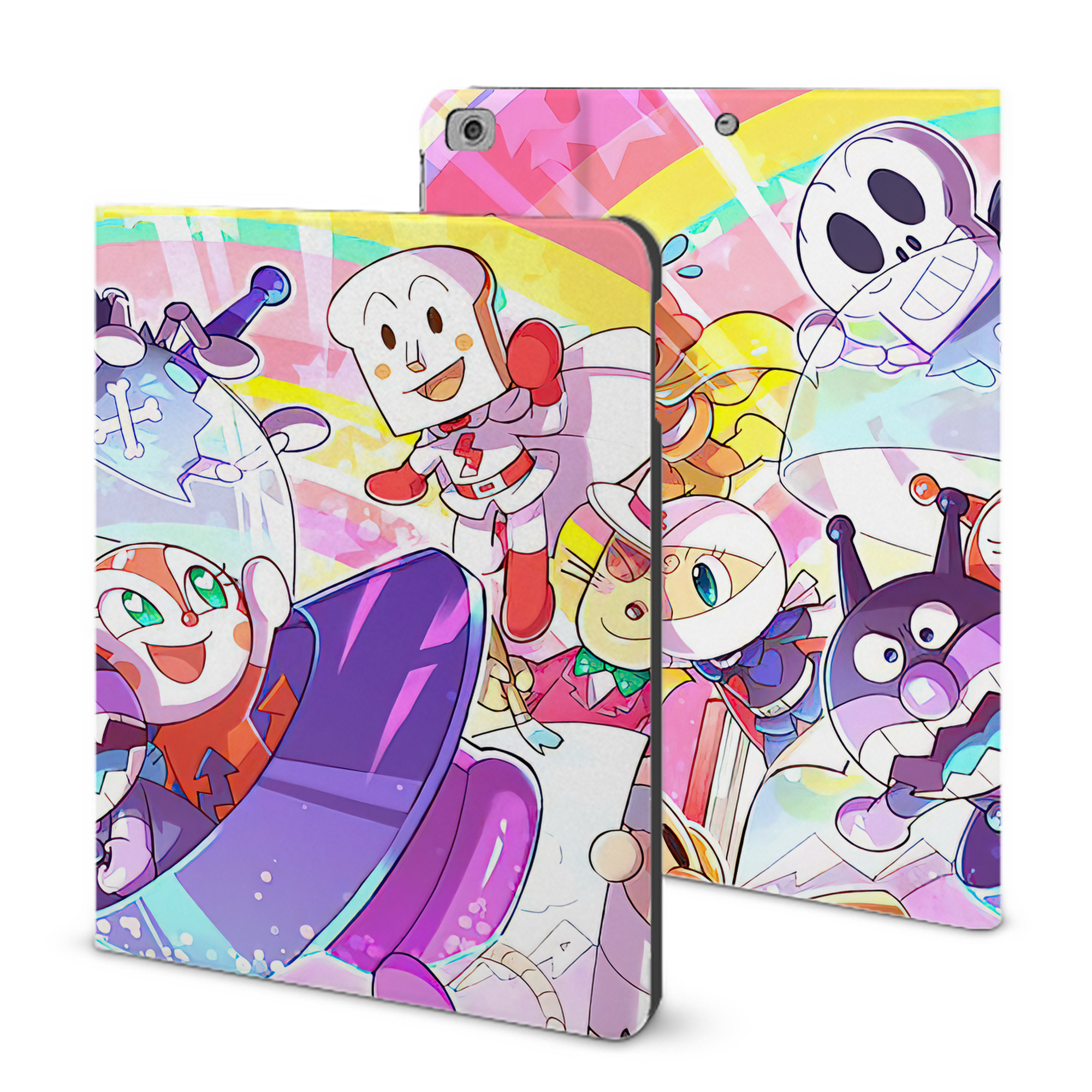 （画像用） アンパンマン Anpanman IPad ケース ブック型 PUレザー TPU 耐衝撃 軽量 薄型 ペン収納なし 全面保護 IPad 各モデル対応